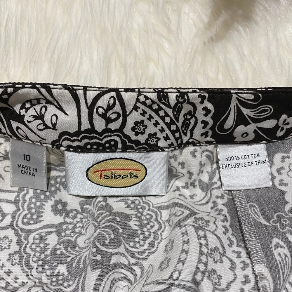 Talbots: 100% Cotton A-Line Pleated Floral Print Business Casual Skirt 10 (NWOT)
